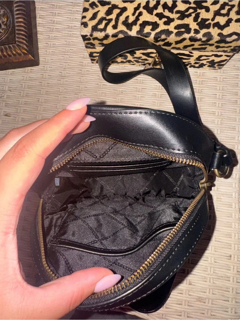Michael Kors Black Round Crossbody with Gold Stud Detailing